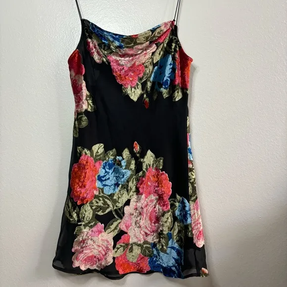 Show Me Your MuMu Sabine Slip Velvet Floral Mini Dress Medium FLAW