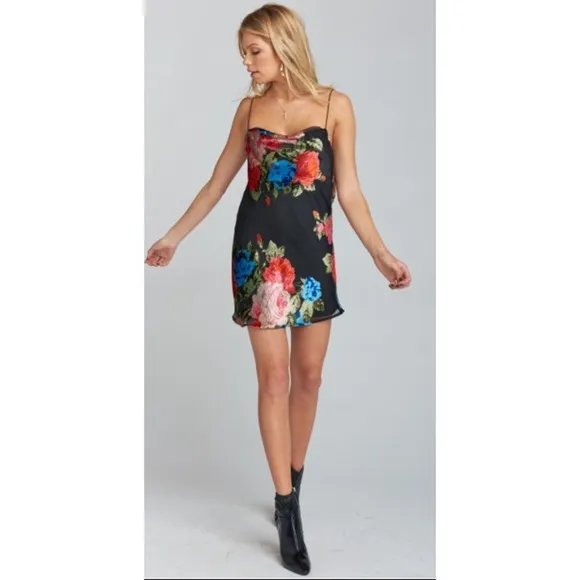 Show Me Your MuMu Sabine Slip Velvet Floral Mini Dress Medium FLAW
