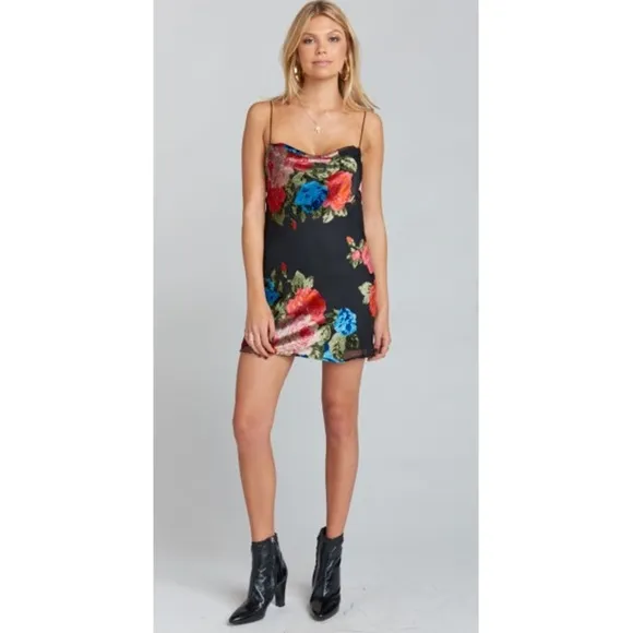 Show Me Your MuMu Sabine Slip Velvet Floral Mini Dress Medium FLAW