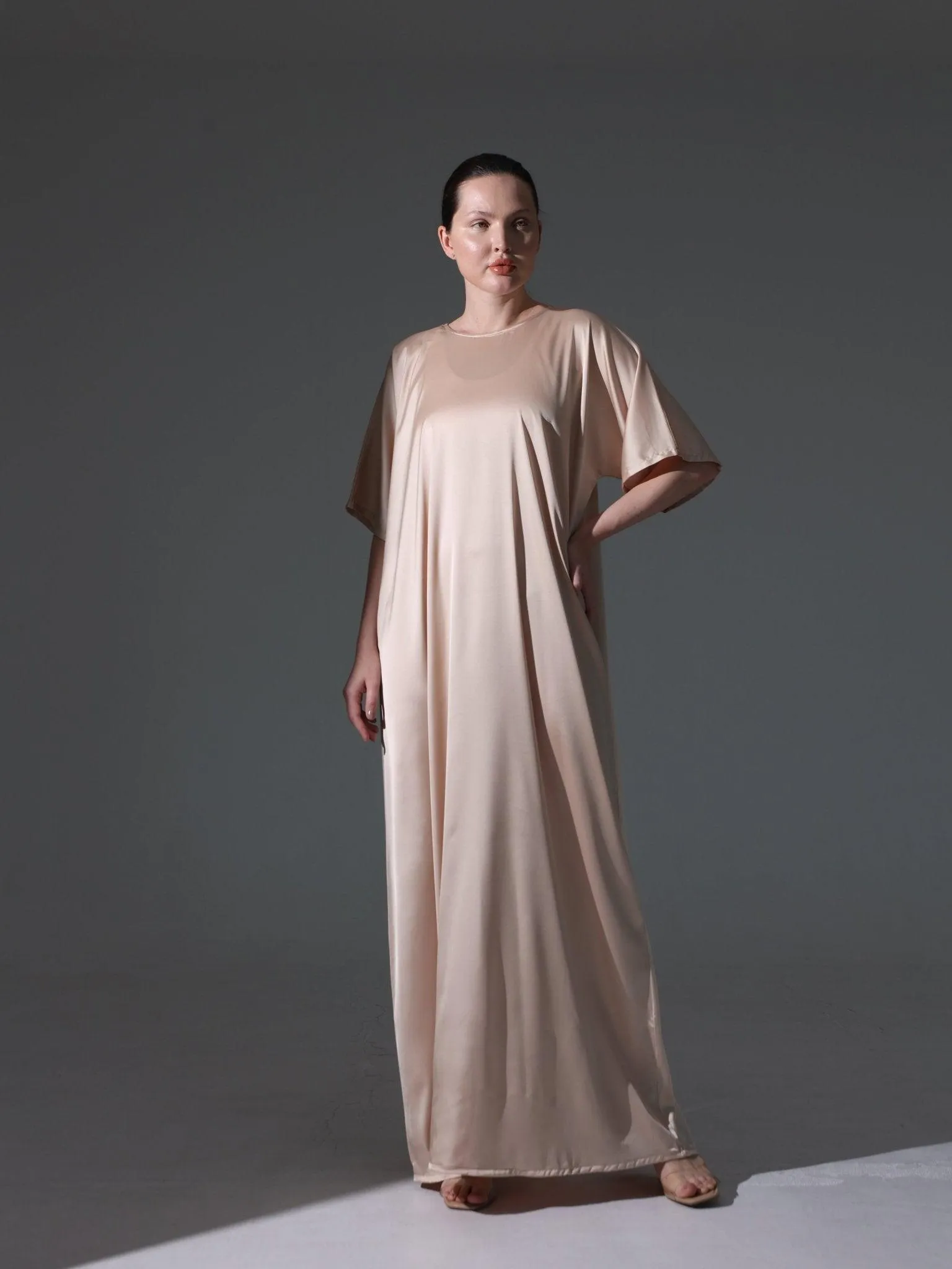 Silk Abaya Inner Slip Dress -Versatile Neutral