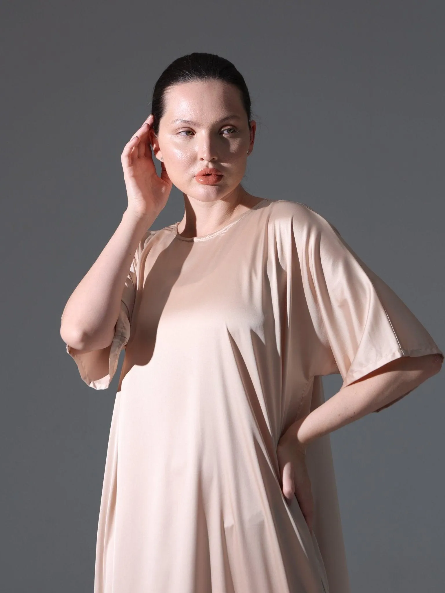 Silk Abaya Inner Slip Dress -Versatile Neutral