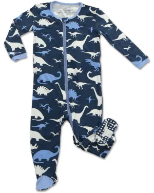 Silkberry Baby Bamboo Dino Kingdom Printed Footie w/Zipper