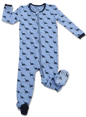 Silkberry Baby Bamboo Dino Printed Footie w/Zipper