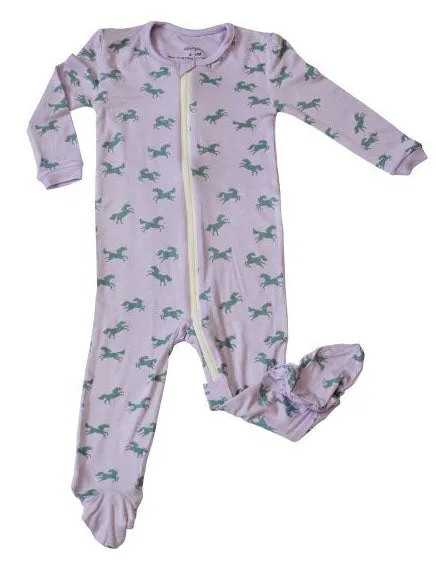 Silkberry Baby Bamboo Printed Footie w/Zipper-Unicorn