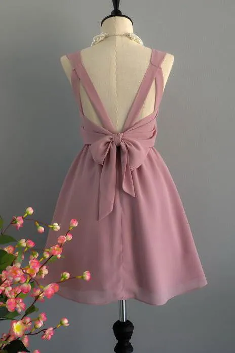 Simple A Line Chiffon Short Homecoming Dress,Graduation Dresses OKC41