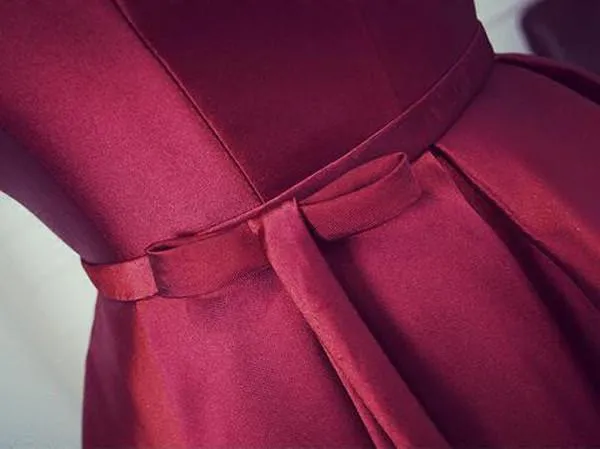 Simple A-line V Neck Burgundy Sleeveless Homecoming Dress Party Dresses, MH352