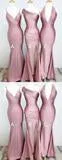 Simple Burgundy Cheap Mermaid Long Bridesmaid Dresses Online, WG812