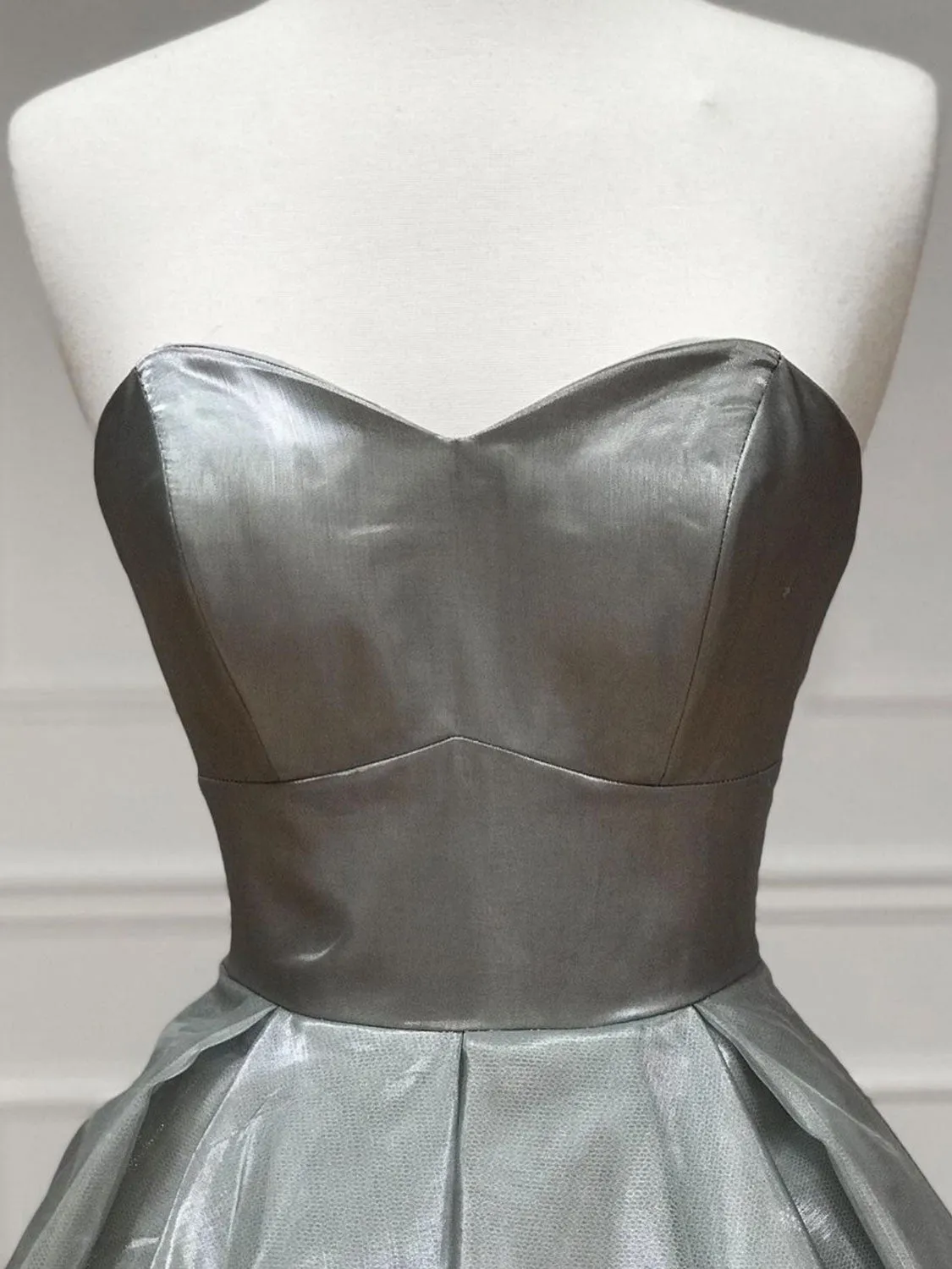 Simple Gray satin A line long prom dress gray long formal dress