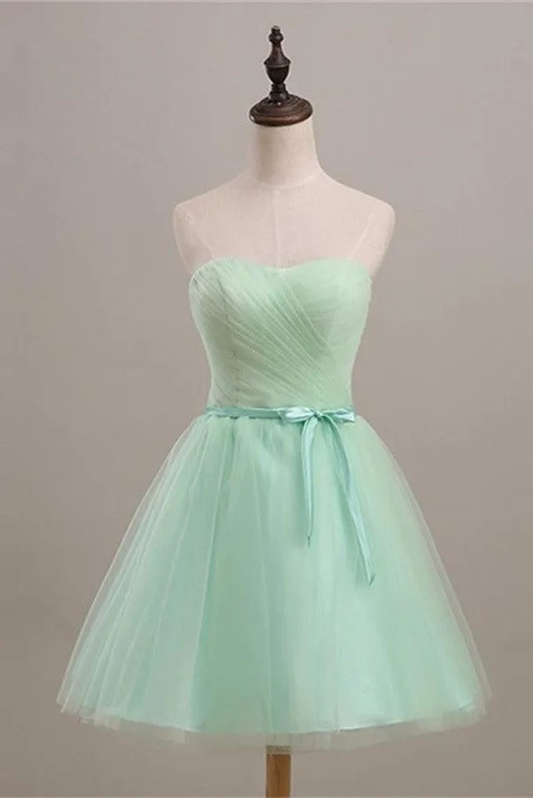 Simple Mint Strapless Lace Up Cute Elegant Homecoming Dress K482