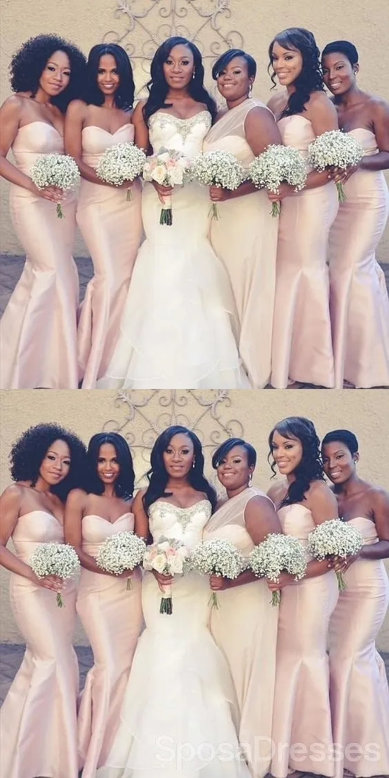 Simple Pink Mermaid Cheap Long Cheap Bridesmaid Dresses Online, WG637