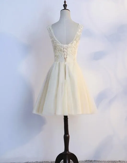 Simple Tulle and Lace Short Prom Dresses, Homecoming Dresses, Cute Party Dresses