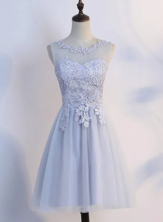 Simple Tulle and Lace Short Prom Dresses, Homecoming Dresses, Cute Party Dresses