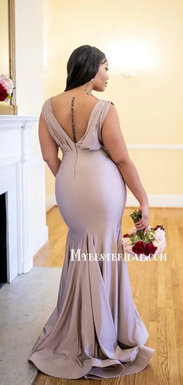 Simple V-neck Mermaid Long Cheap Bridesmaid Dresses,WGY0361