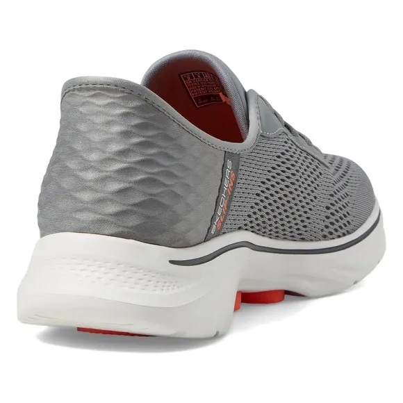 Skechers GO WALK 7 Slip-Ins Hands Free Extra Wide Fit Gray Orange Men's Sz 9 WW