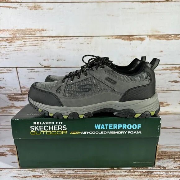 SKECHERS Selmen Cormack Men's 13 Charcoal Waterproof Lace Up Hiking Shoes 204427