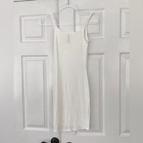 SKIMS Soft Lounge Rib Mini Slip Dress | Snow | Size XS