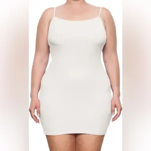 SKIMS Soft Lounge Rib Mini Slip Dress | Snow | Size XS