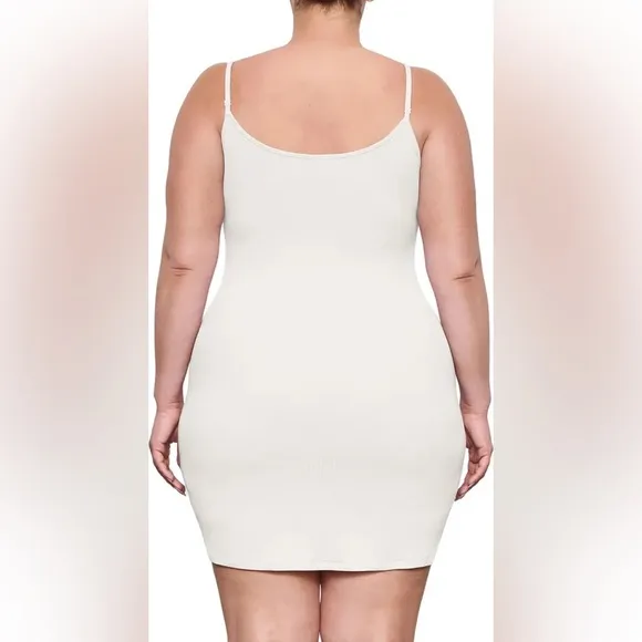 SKIMS Soft Lounge Rib Mini Slip Dress | Snow | Size XS