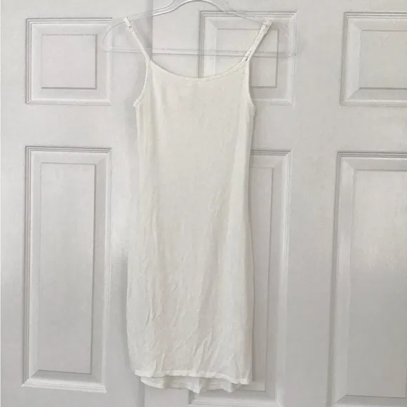 SKIMS Soft Lounge Rib Mini Slip Dress | Snow | Size XS