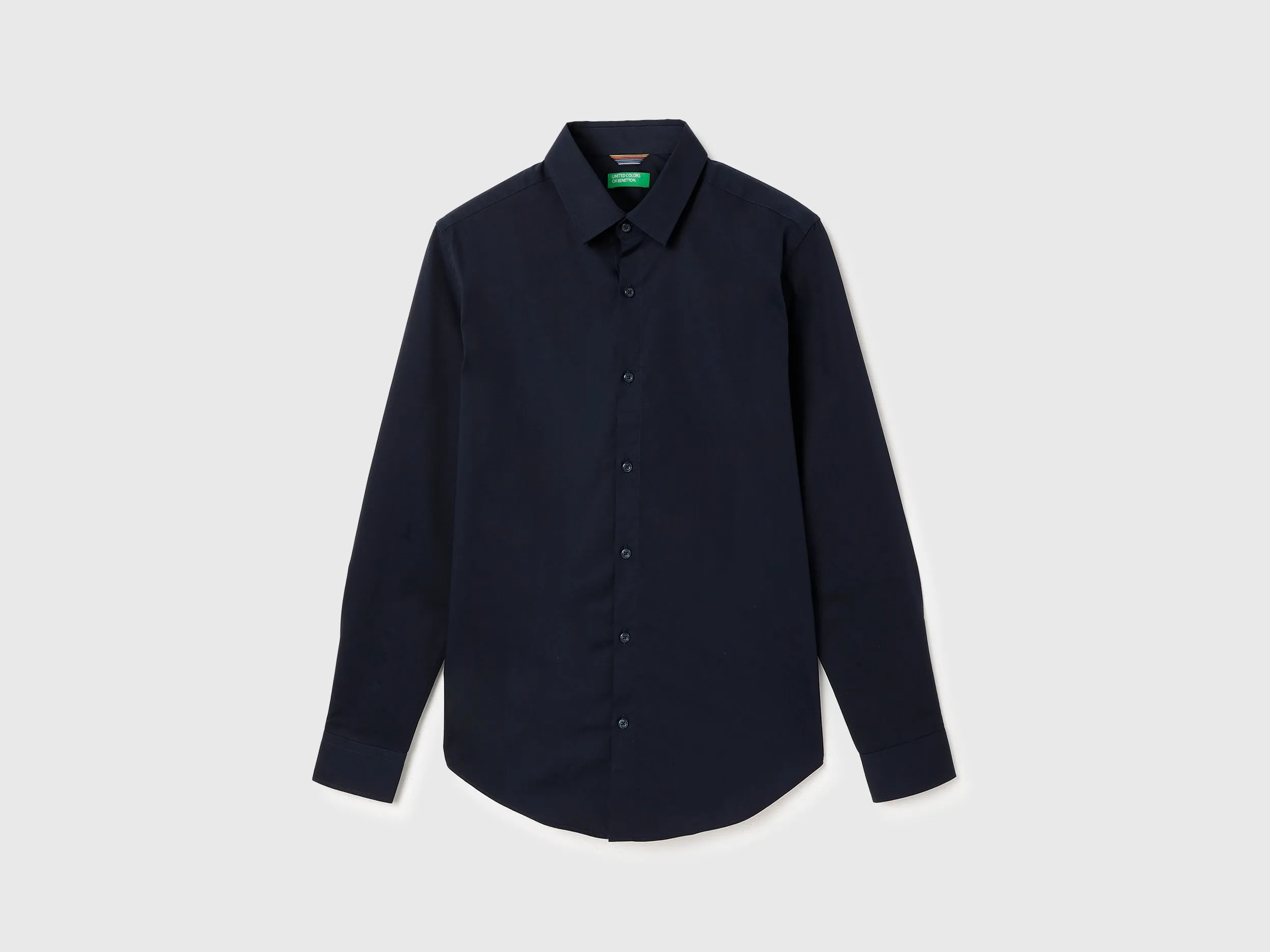 Slim Fit Spread Collar Solid Shirt