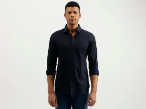 Slim Fit Spread Collar Solid Shirt