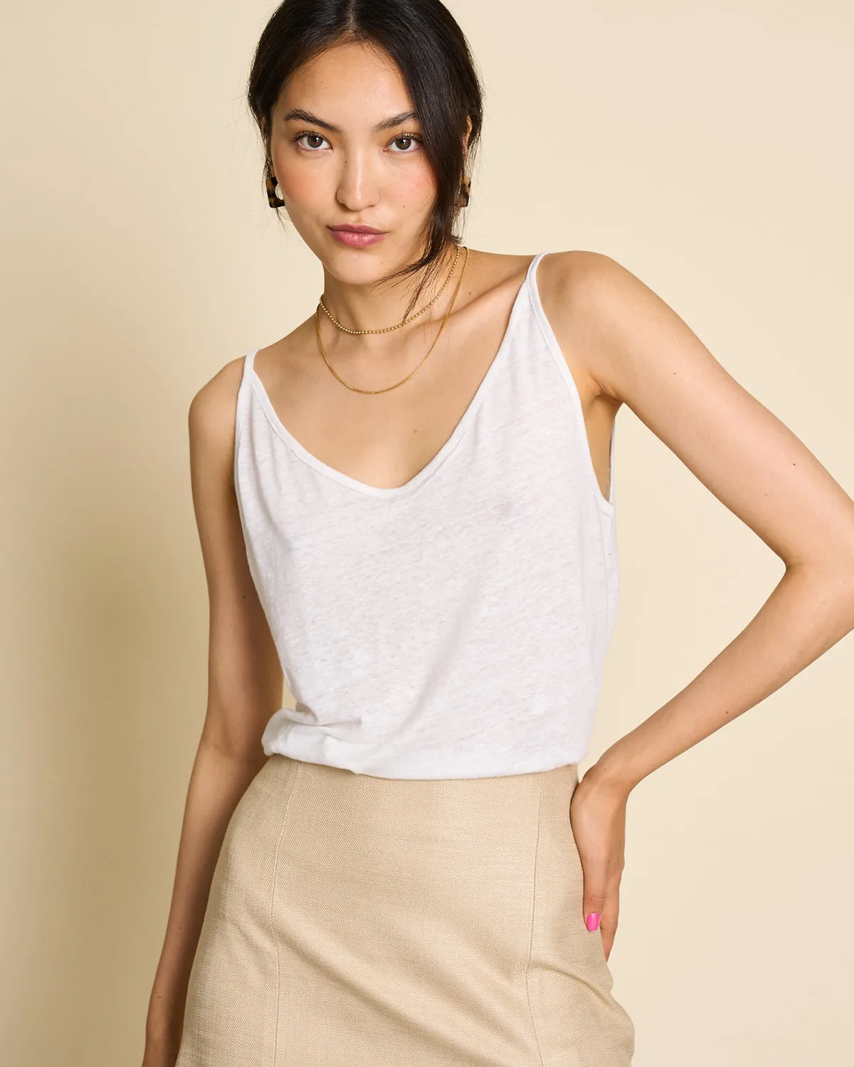 SLIP TOP TRIANGLE LINEN WHITE GOTS