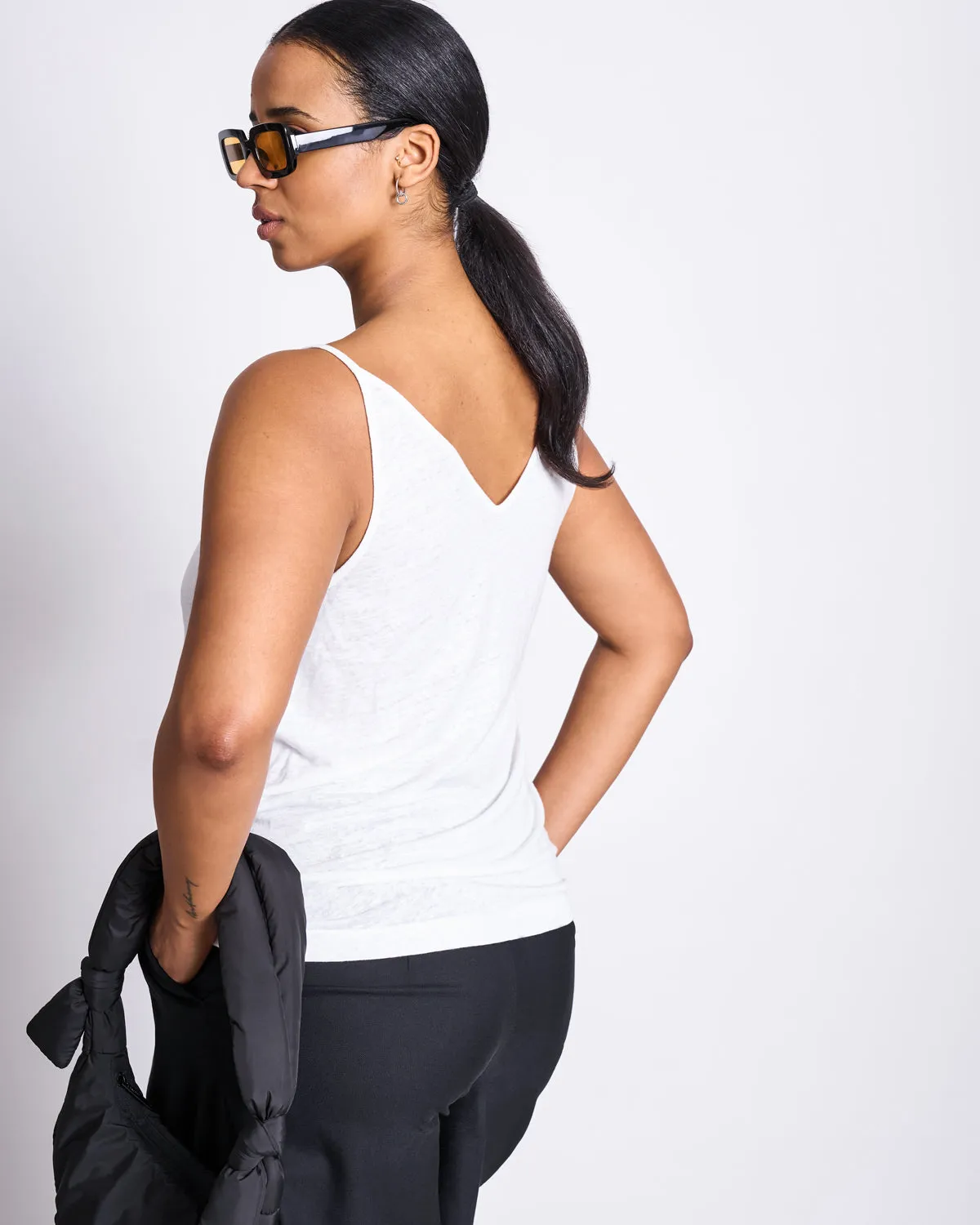 SLIP TOP TRIANGLE LINEN WHITE GOTS
