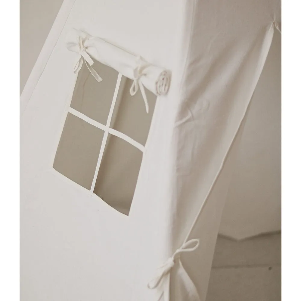 Snow White Teepee And Leaf Mat Set - White