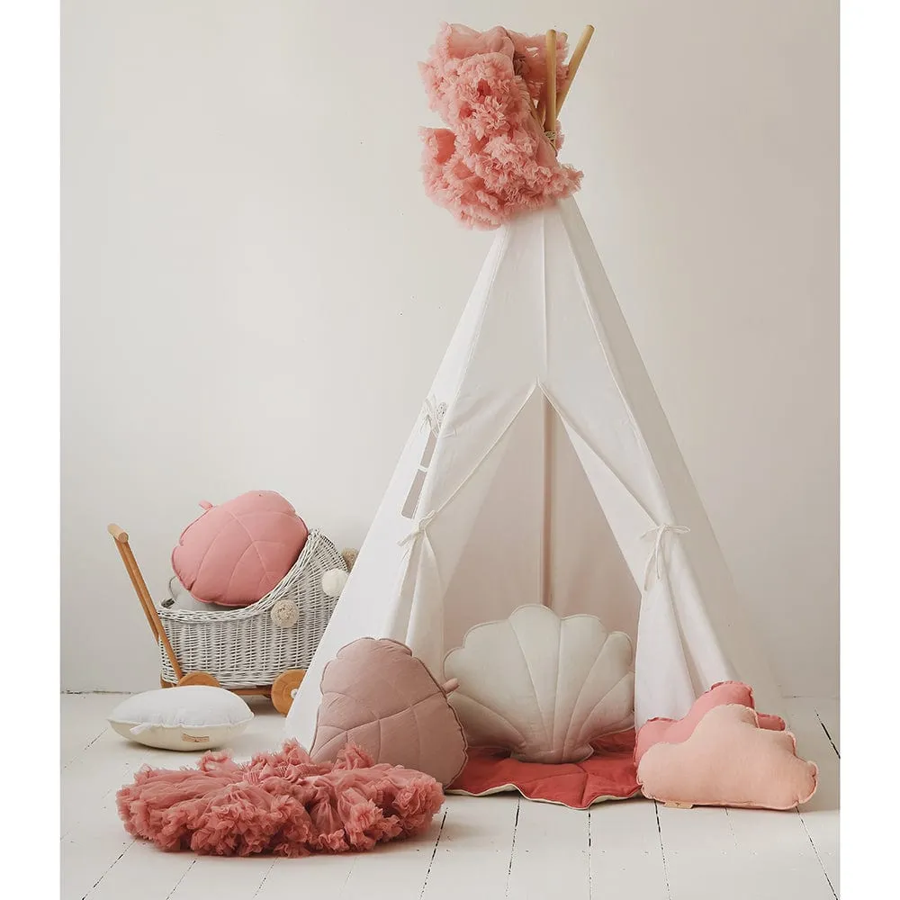 Snow White Teepee And Leaf Mat Set - White