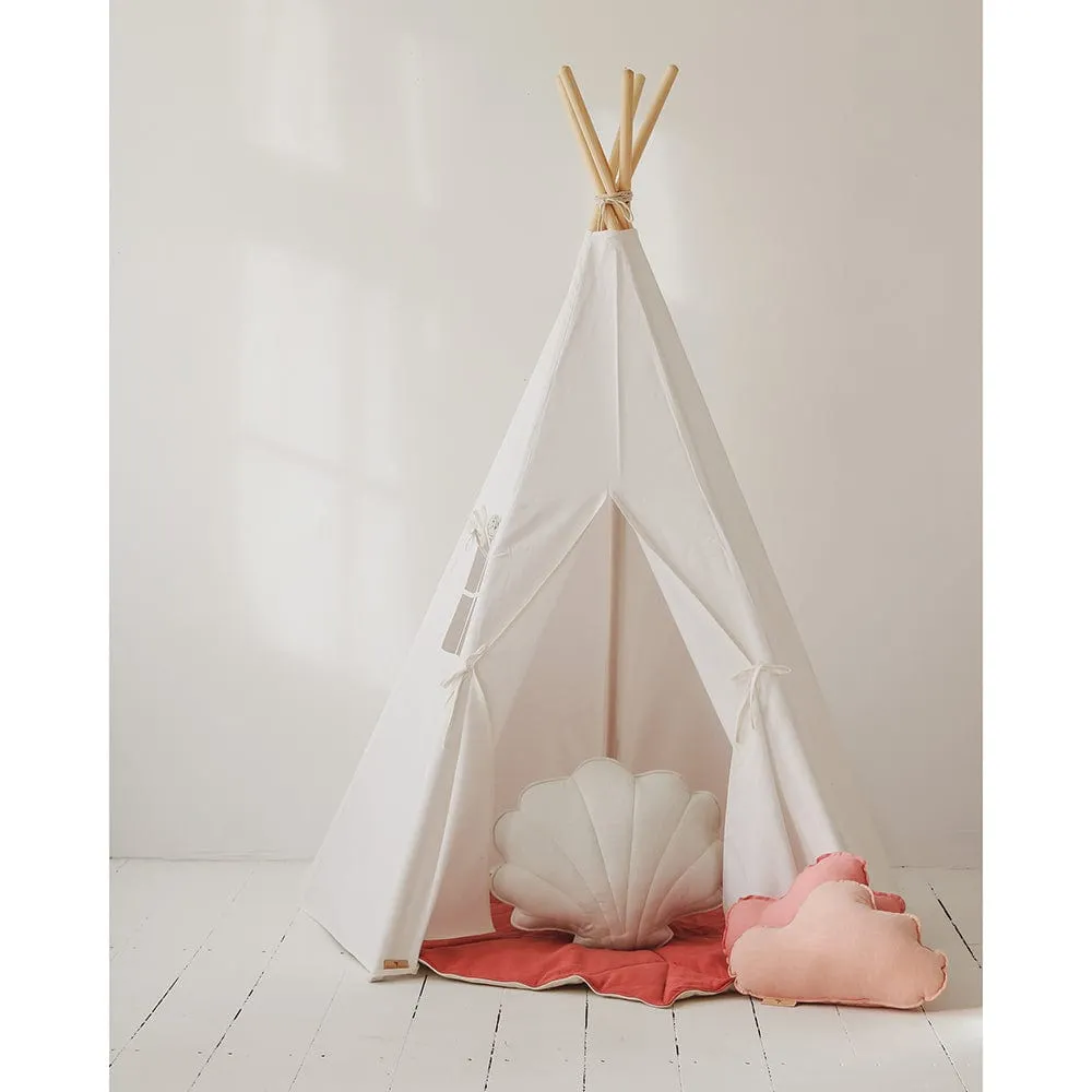 Snow White Teepee And Leaf Mat Set - White