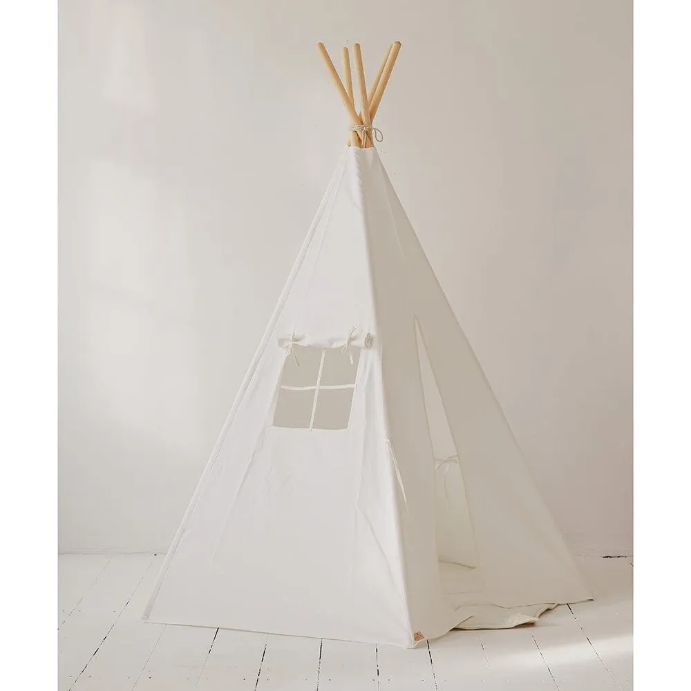 Snow White Teepee And Leaf Mat Set - White