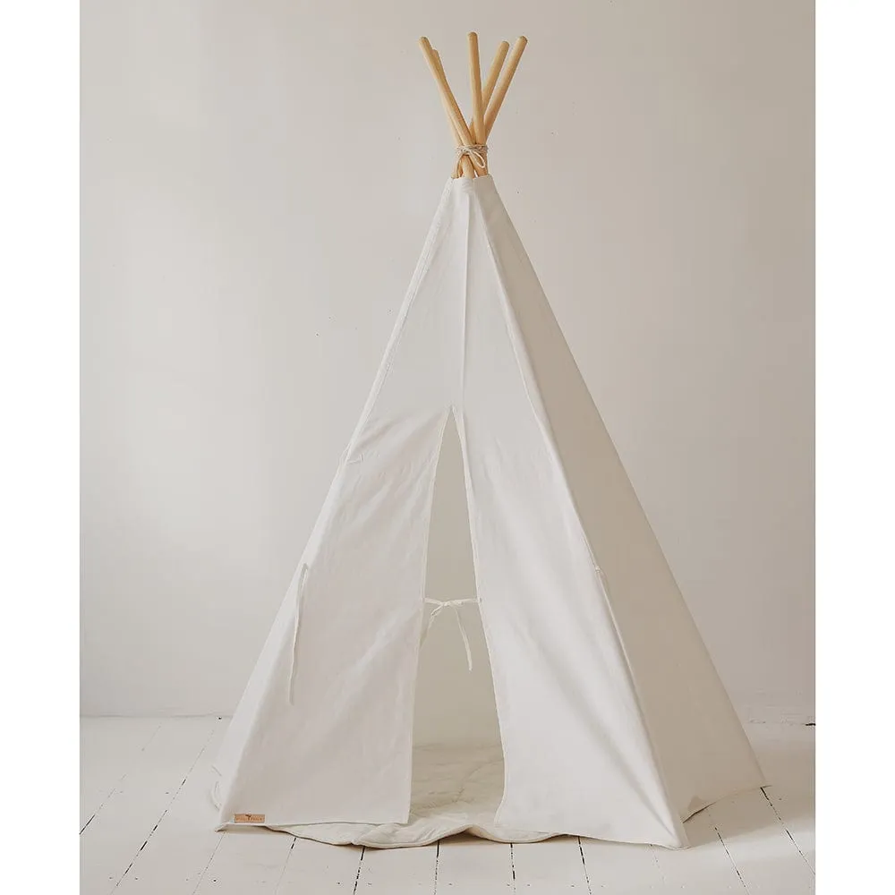 Snow White Teepee And Leaf Mat Set - White