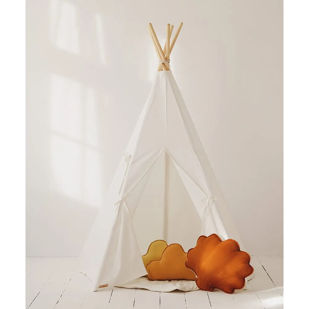 Snow White Teepee And Leaf Mat Set - White
