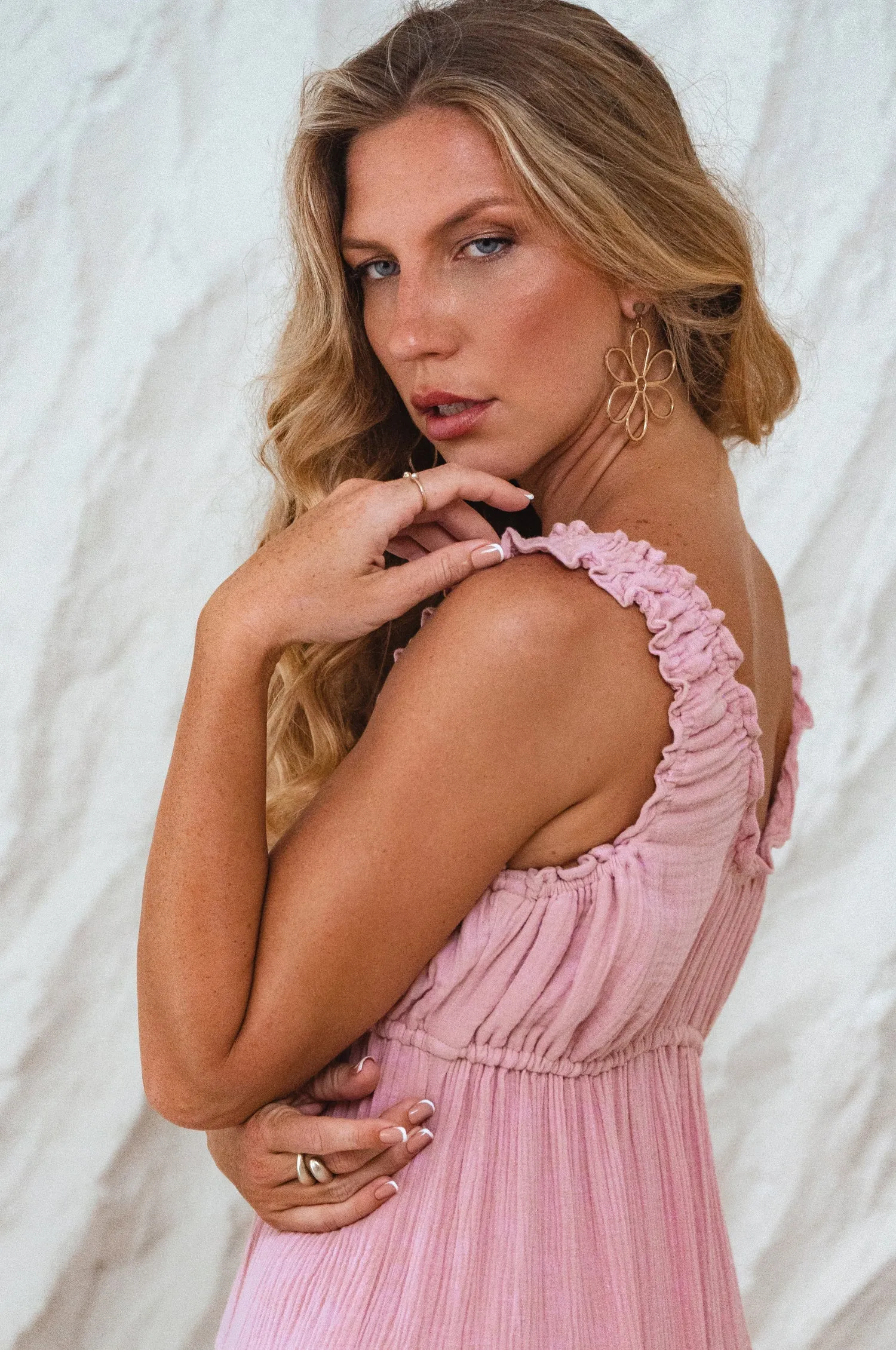 Soft Love Maxi Dress – Bubble Cotton Maxi with Feminine Details
