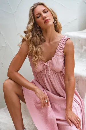 Soft Love Maxi Dress – Bubble Cotton Maxi with Feminine Details