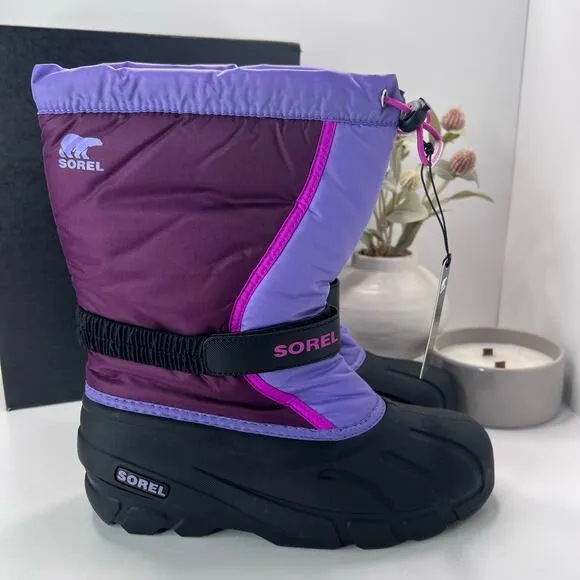 Sorel Flurry Print Adjustable Boots Purple Dahlia/Paisley Purple Big Girl 7 NWB