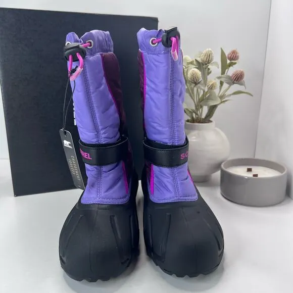 Sorel Flurry Print Adjustable Boots Purple Dahlia/Paisley Purple Big Girl 7 NWB