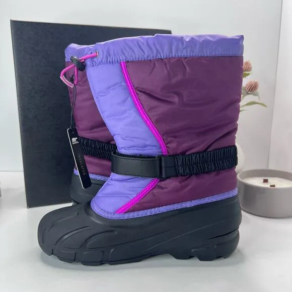 Sorel Flurry Print Adjustable Boots Purple Dahlia/Paisley Purple Big Girl 7 NWB