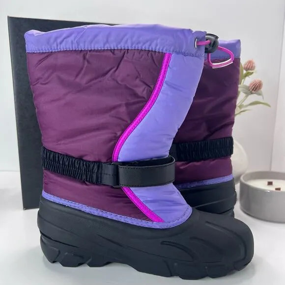 Sorel Flurry Print Adjustable Boots Purple Dahlia/Paisley Purple Big Girl 7 NWB