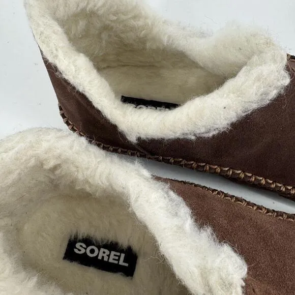 Sorel slippers mens brown suede manawan II slip on comfort loungewear fall cozy