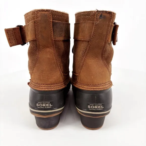 SOREL | Winter Fancy Lace-Up II Leather Duck Boots in Brown | Sz 9