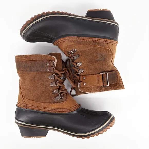 SOREL | Winter Fancy Lace-Up II Leather Duck Boots in Brown | Sz 9