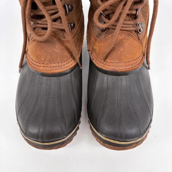 SOREL | Winter Fancy Lace-Up II Leather Duck Boots in Brown | Sz 9
