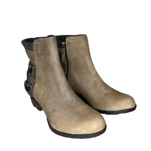 Sorel Women's 8 Lolla Buckle Ankle Snow Boots Zip Flat Brown Waterproof