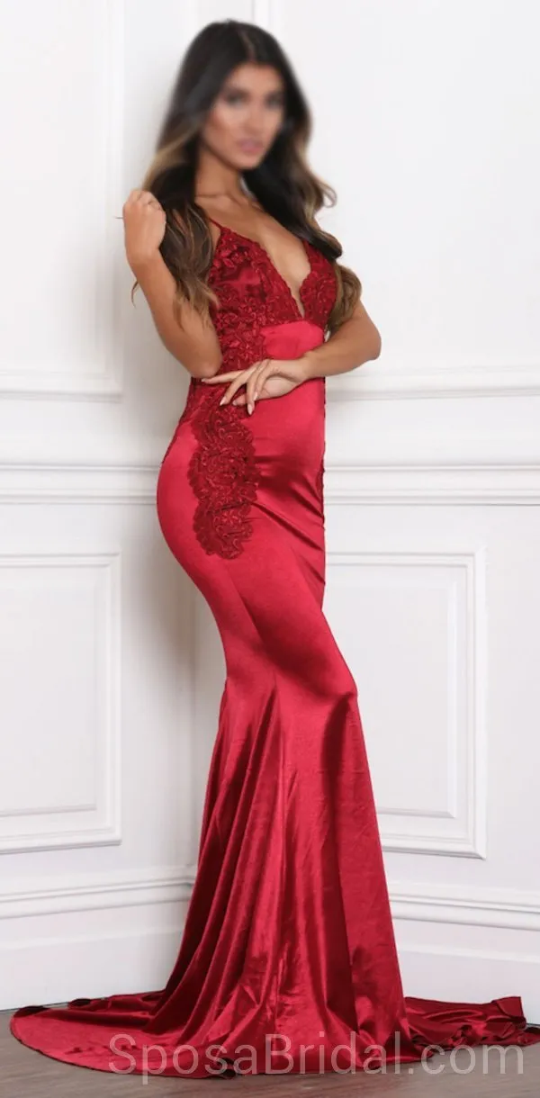 Spaghetti Straps Mermaid Sexy Modest Simple Long Fashion Tren 2019 Prom Dresses with lace, PD1217