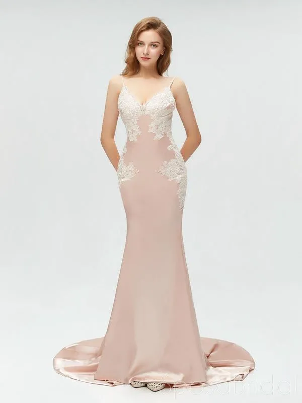 Spaghetti Straps Mermaid Sexy Modest Simple Long Fashion Tren 2019 Prom Dresses with lace, PD1217
