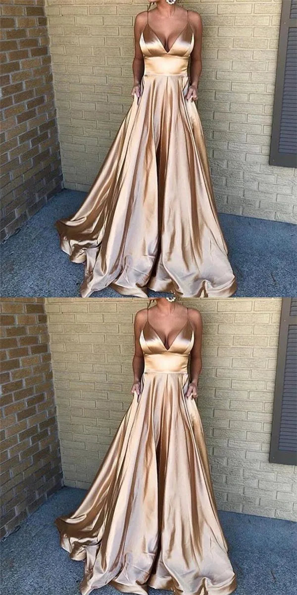 Spaghetti Straps Simple Cheap Prom Dress, fashion A-line prom gown , PD00900