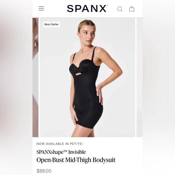 Spanx Invisible Open Bust Mid Thigh Bodysuit