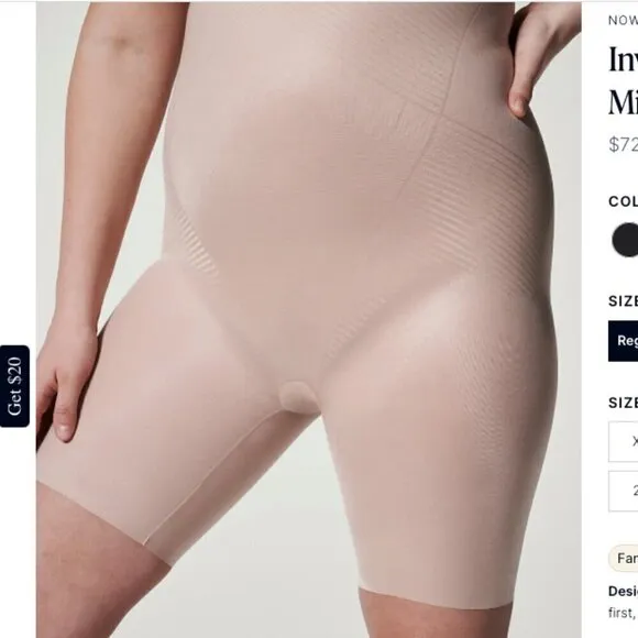 SPANX Invisible Shaping High-Waisted Mid-Thigh Short BEIGE Size 3X NWT