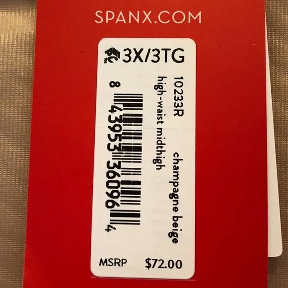 SPANX Invisible Shaping High-Waisted Mid-Thigh Short BEIGE Size 3X NWT